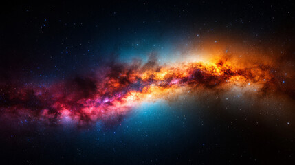 Naklejka premium A stunning astrophotography shot of the Milky Way taken from a remote location, with vibrant colors and cosmic details filling the sky.