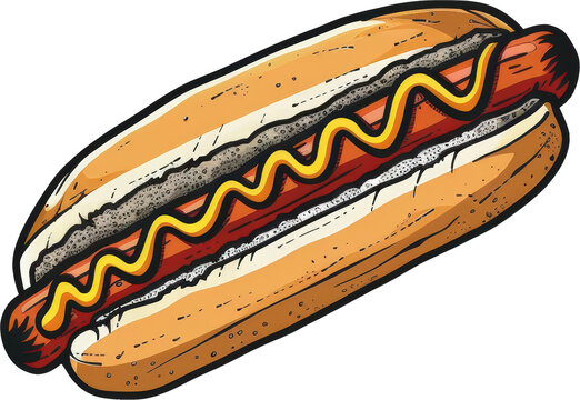 recommend clip art: Classic hot dog with mustard