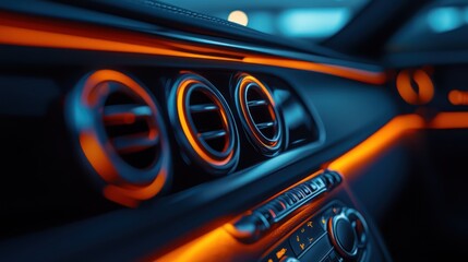 Orange and Blue Interior Car
