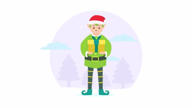 Flat Illustration Christmas Day Elf Animation