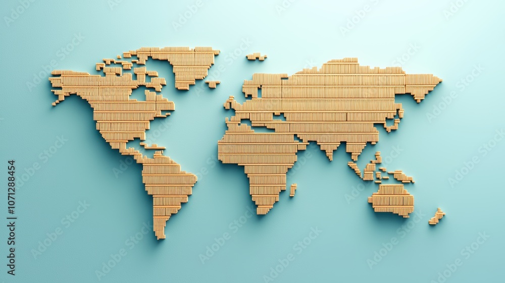 Poster global logistics map with highlighted paths and open areas