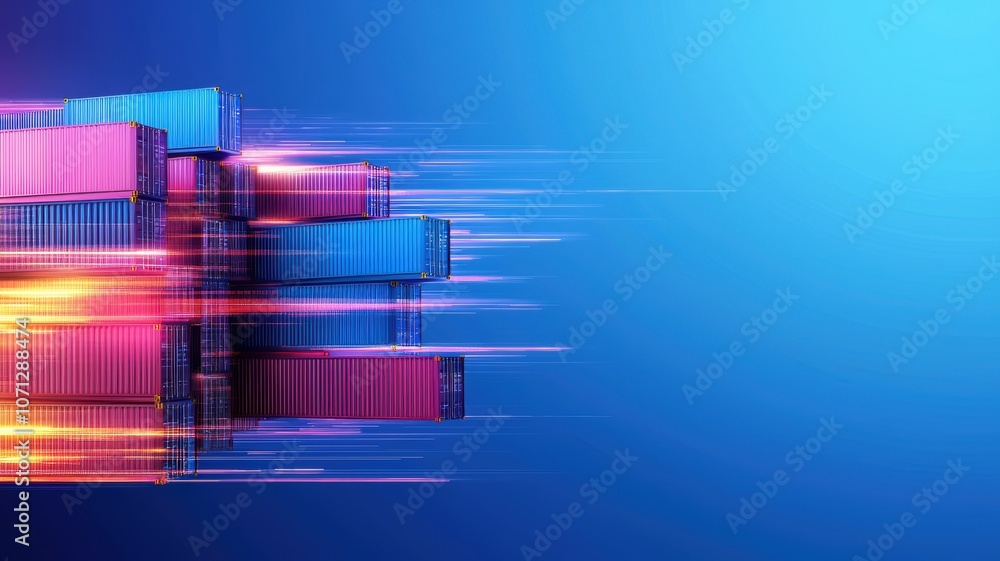 Poster dynamic shipping container movement in abstract design