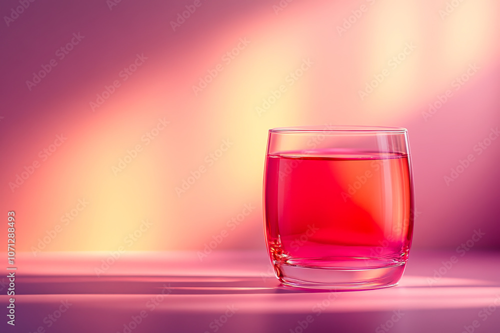 Poster a vibrant glass of cranberry juice placed on a smooth gradient background, capturing the essence of 