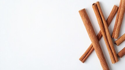 A Group of Cinnamon Sticks on a White Background