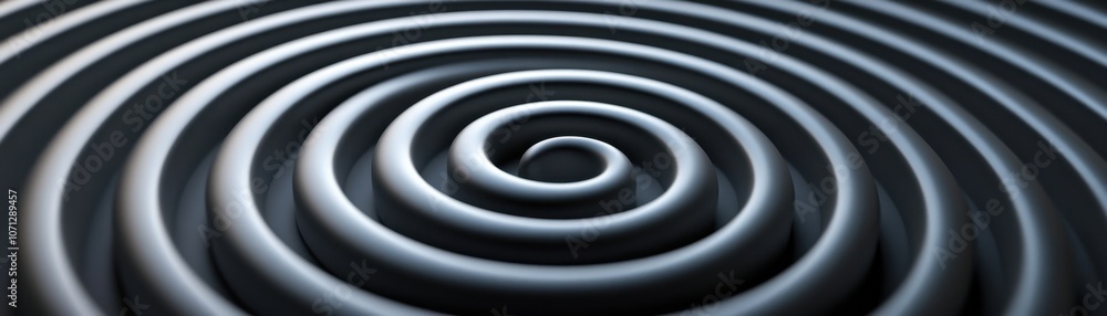 Poster Abstract Spiral Pattern with Concentric Circles in Gray