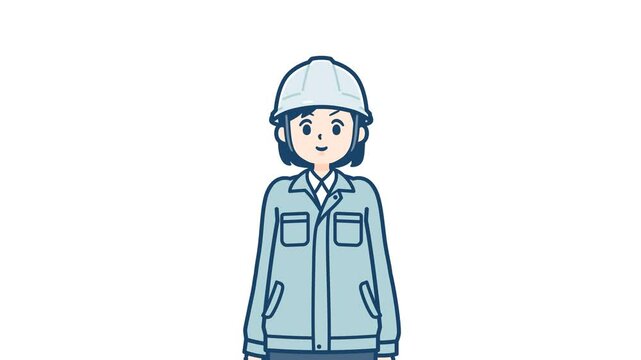 Work wear woman_Salute with a serious expression_with alpha channel