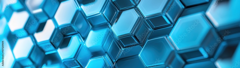 Poster Abstract Pattern of Blue Hexagonal Shapes