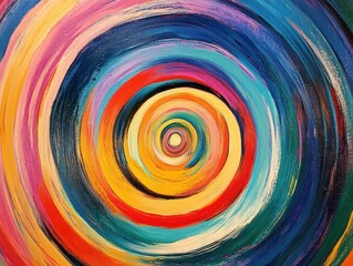 Abstract Painting with Vibrant Swirling Colors