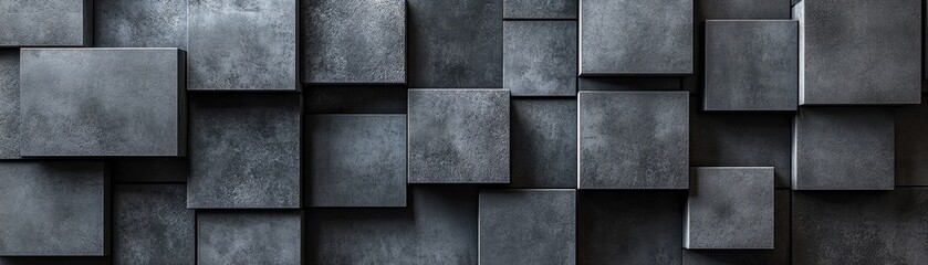 Abstract Geometric Pattern of Dark Gray Tiles