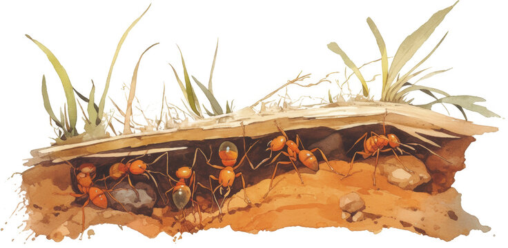 Red ants in their nest