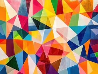 Fototapeta premium Abstract Geometric Pattern with Vivid Colors and Triangular Shapes