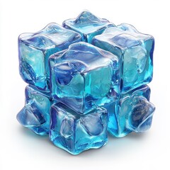 Obraz premium 3D cartoon ice cubes, playful and fun design, isolated on white background.