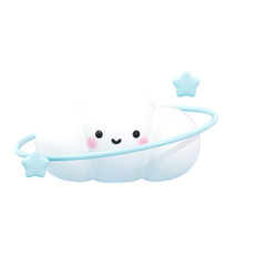 Cute 3D Blue Kawaii Cartoon Character 