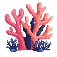 Flat style illustration of corals, beautifully designed, isolated on white.