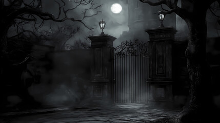 A dark gothic horror theme wall background. Gothic. Illustration