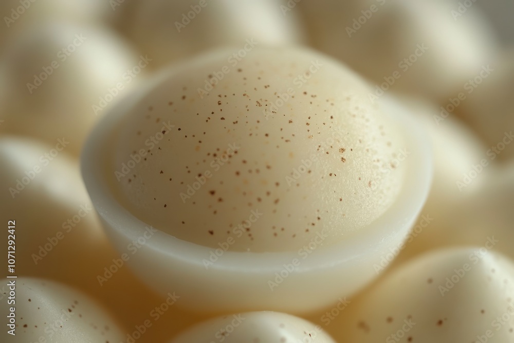 Poster close-up of smooth creamy egg shells on a soft background