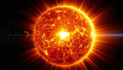 Obraz premium 3DCG image of a Sun Flare and Earth from Space