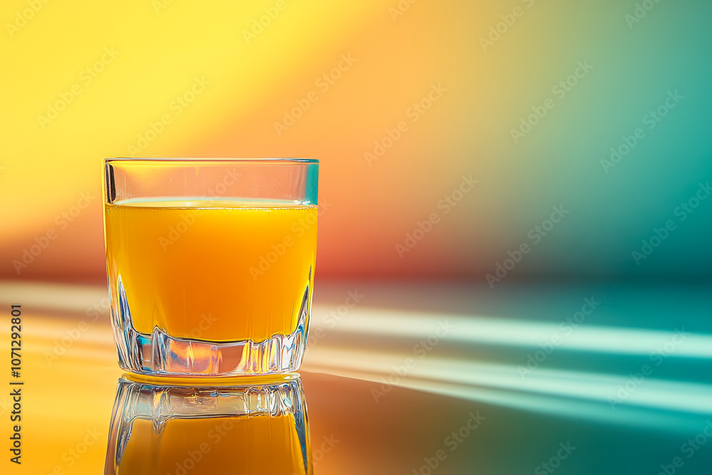 Poster a vibrant glass of fresh lemon juice sits on a smooth gradient background, highlighting the refreshi