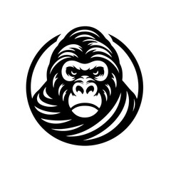 Fototapeta premium gorilla head simple logo icon vector png illustration, isolated on transparent background