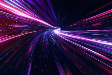 Futuristic neon motion lines against a dark background, perfect for designing engaging banners, postcards, and illustrations