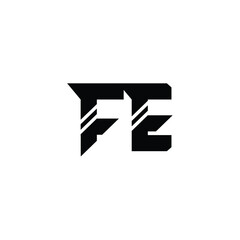 FE monogram logo design letter text name symbol monochrome logotype alphabet character simple logo