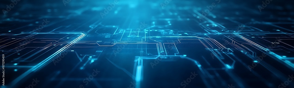 Aufkleber a futuristic digital landscape featuring glowing lines and a grid-like pattern, representing technol