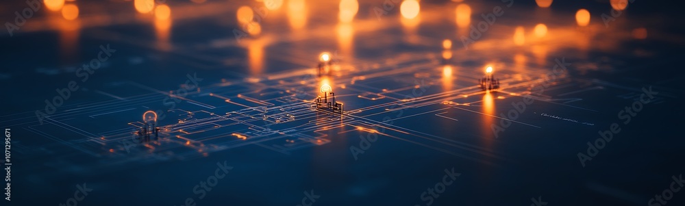 Aufkleber A close-up view of illuminated circuit patterns, reflecting technology's intricacies and the beauty of digital connectivity.