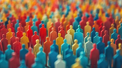 Fototapeta premium A large crowd of colorful people, creating an abstract and diverse pattern.