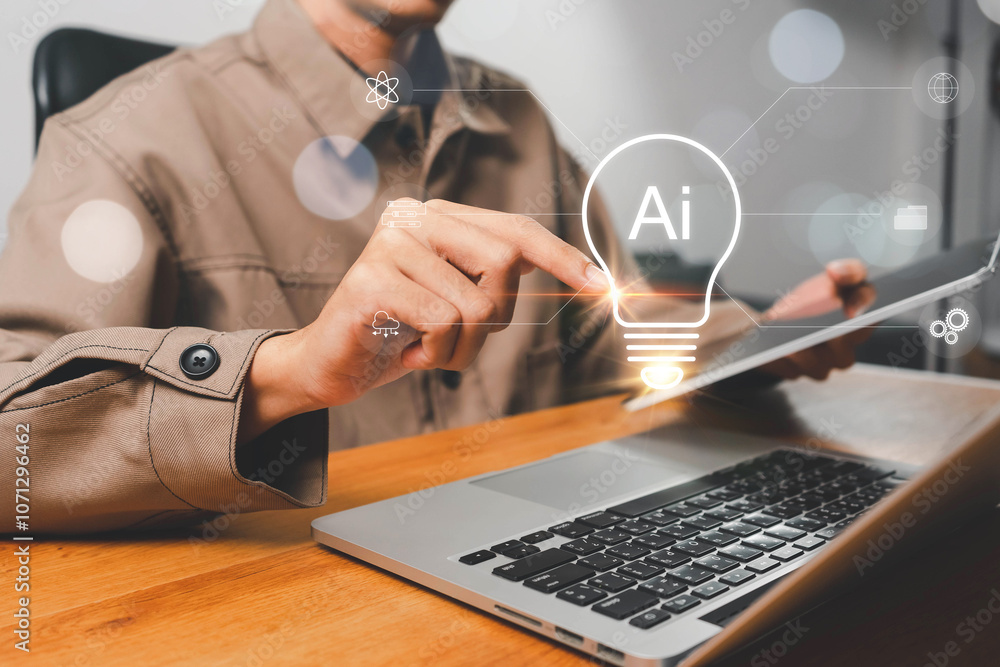 Poster ai technology concept, ai tech system. chatbot intelligence ai. chat with ai artificial intelligence