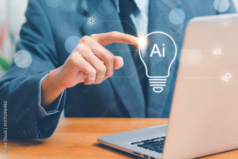 Poster ai technology concept, ai tech system. chatbot intelligence ai. chat with ai artificial intelligence
