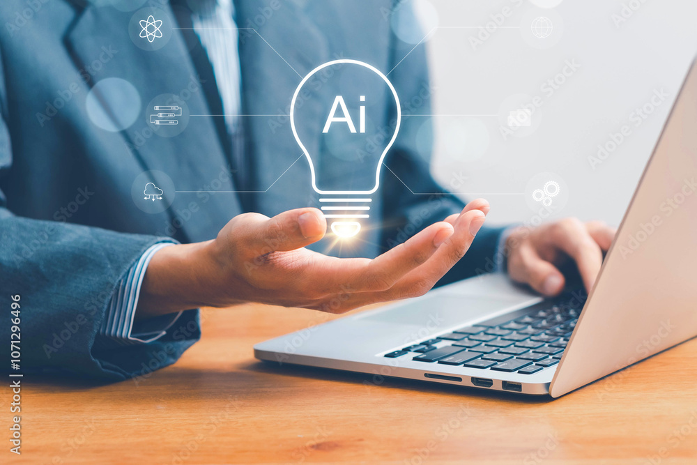 Fototapete ai technology concept, ai tech system. chatbot intelligence ai. chat with ai artificial intelligence