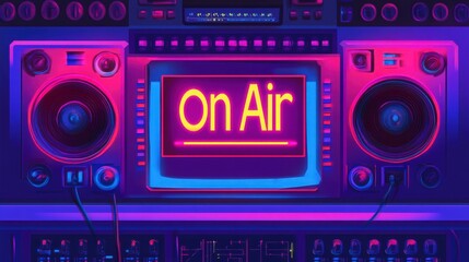 Fototapeta premium Illuminated Control Panel with On Air Sign