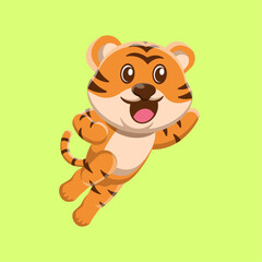 Cute Tiger Jumping in Vector 