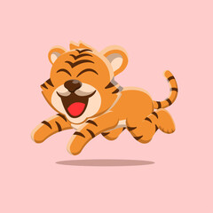 Cute Tiger running vector illustration