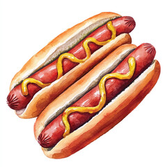 Hotdog watercolor clipart illustration
