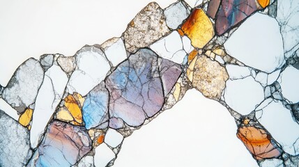 A metallographic study slide shown against a bright white background 