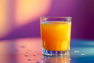 A vibrant glass of fresh pineapple juice set against a smooth gradient background. This image captures the refreshing essence of tropical beverages, ideal for summer.