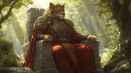 Regal Beast in Majestic Armor and Robes