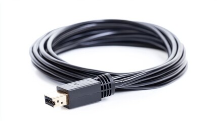 Coaxial cable with connectors, isolated on white, perfect for cable installation themes