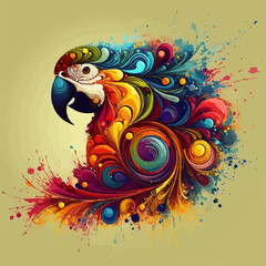 Fototapeta premium Parrot in bright colors. Abstract vector image of the parrot. T-shirt design.