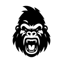 Fototapeta premium angry gorilla head silhouette stencil line art simple logo icon vector png, isolated on transparent background
