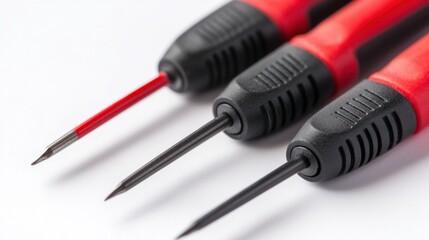 Digital multimeter probes in black and red, isolated on a white background, essential for diagnostics