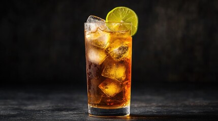 Refreshing Iced Tea with Lime in Tall Glass
