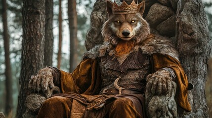 Obraz premium Majestic Beast King in Crown and Armor