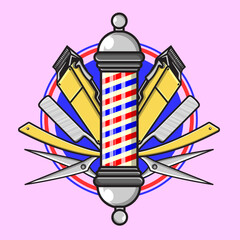 Barbershop elements cartoon vector illustration