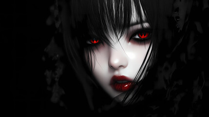 Character girl asian cute model black gothic make up halloween theme background wallpaper ai generated image. Gothic. Illustration