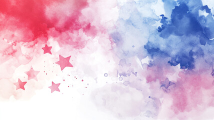 Colorful abstract background with red white and blue hues featuring stars for festive occasions © Jhati