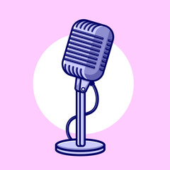 Vintage microphne cartoon icon isolated

