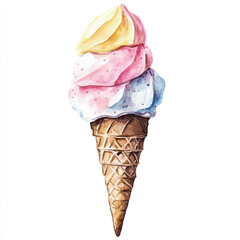 Ice cream watercolor clipart illustration