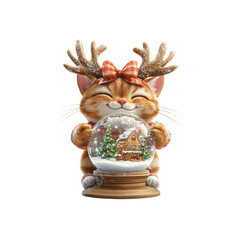 Cute Cat Holding a Christmas Snow Globe